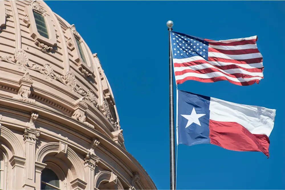 Usa &Amp; Texas Flags Austin